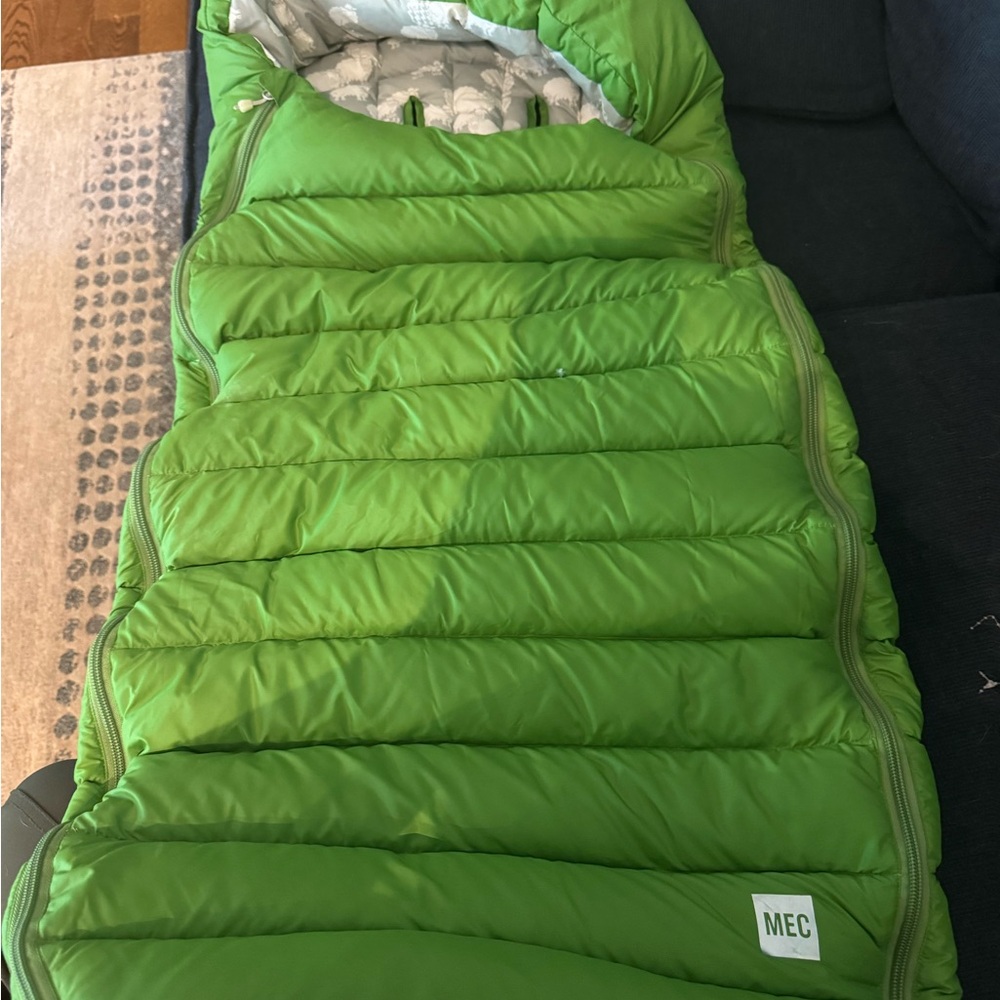 MEC Green Quilted Sleeping Bag with Glossy Finish